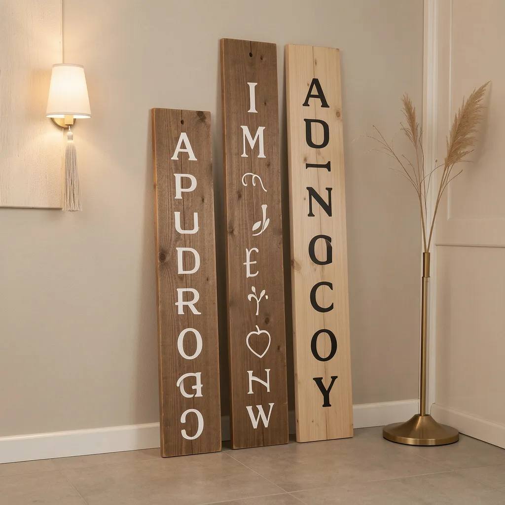 Artisan painting a wooden porch sign by hand