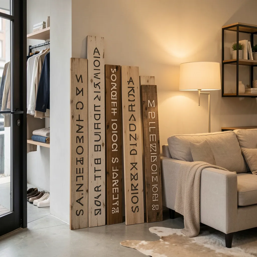 Featured wooden leaner sign with seasonal motif