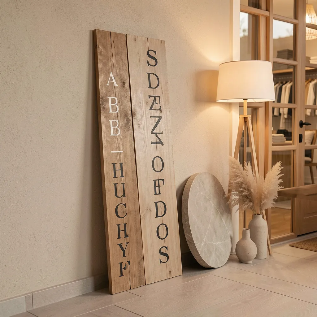 Ready-made porch leaner signs on display