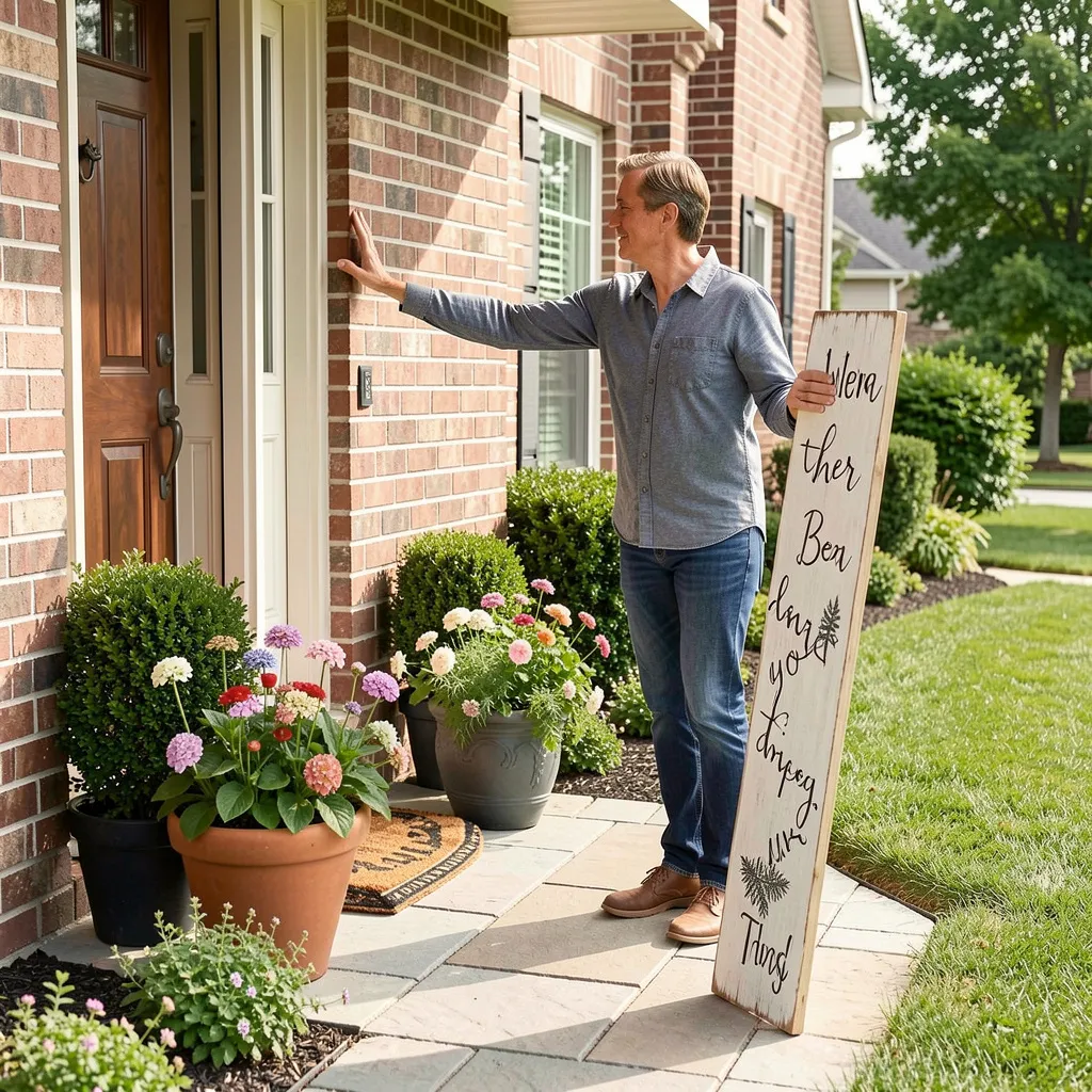 Autumn foliage wooden sign
